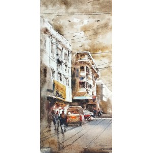 Farrukh Naseem, 10 x 22 Inch, Watercolor On Paper, Cityscape Painting,AC-FN-080